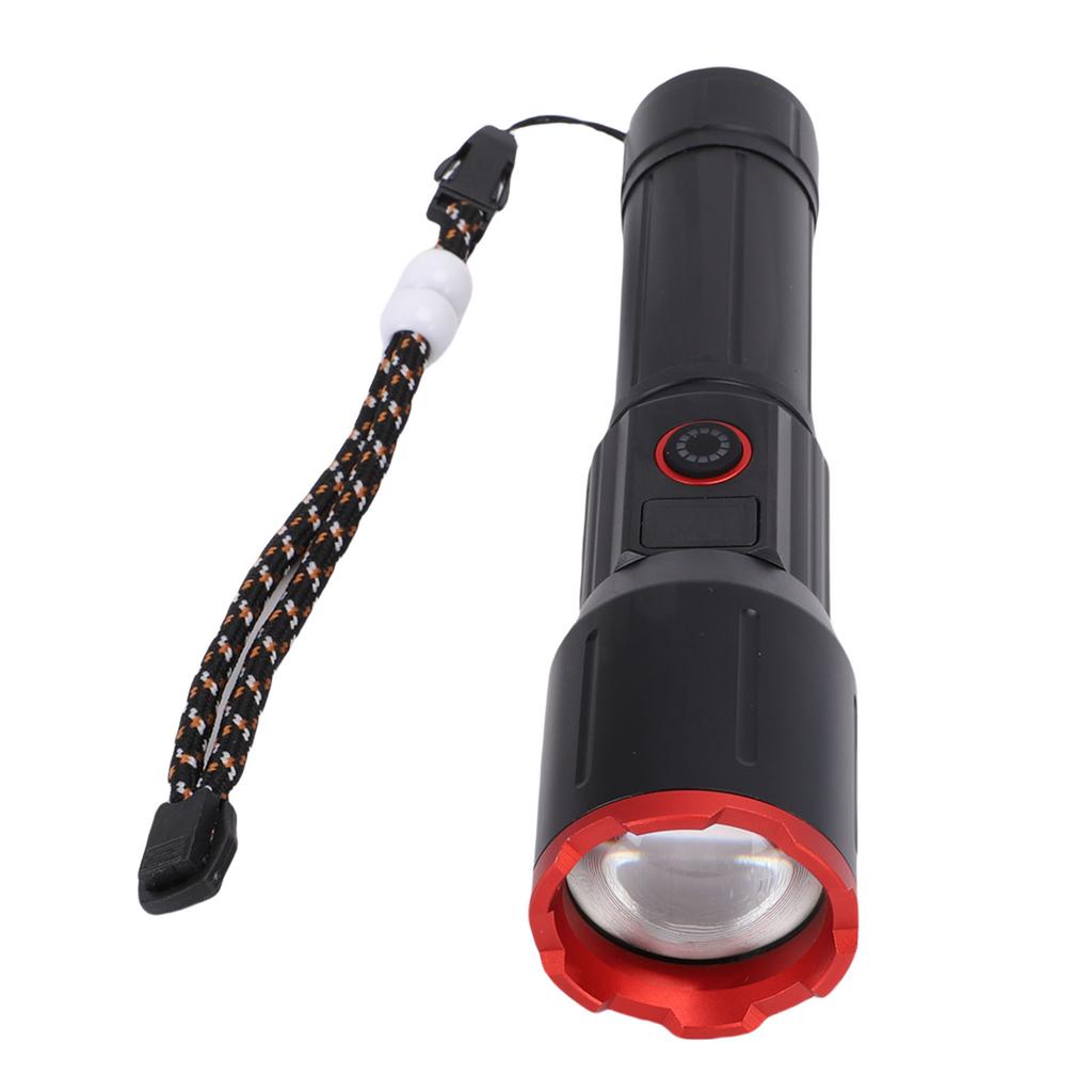 Rechargeable LED Flashlight Aluminum Telescopic Zoom IPX6 Water Proof Super Bright Flashlight with 2 USB Ports Digital