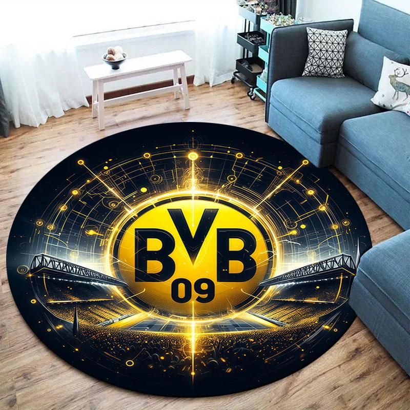 Borussia Round Area Rug,Carpet Rug for Living Room Bedroom Sofa Playroom Decor,Non-slip Floor Mat
