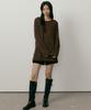 Lingseoul Boucle Embossing Knit Sweater-Brown