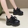 Mode 9,5CM Frühling Damen Casual Sneaker Herbst Schnürschuhe Hohe Plateauschuhe Dicke Sohle Sport Papa Schuhe Damen Sneaker Chaussure Femme