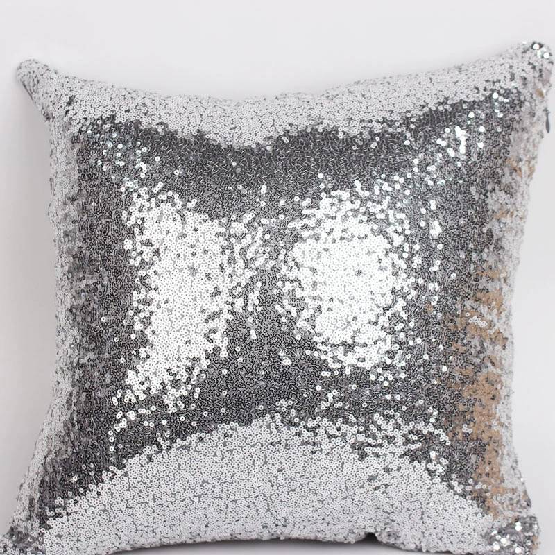 Chameleon Fabric Sequin Pillowcase With Solid Color For Living Room Decor