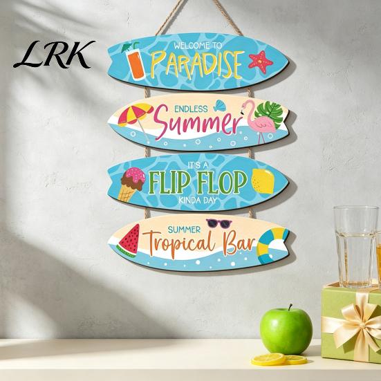 Bedroom Wall Accent Inspirational Wooden Hanging Sign, Summer Surf Kids Positive Quote Plaque, Decorative Wood Plaque Farmhouse String Sign