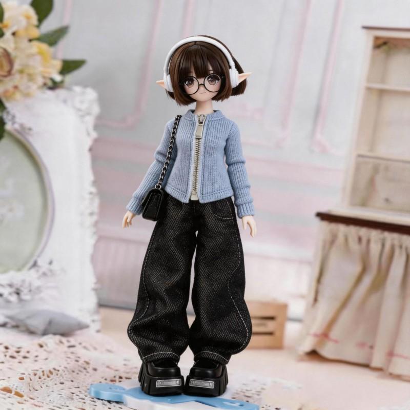 Candy Color Knit Cardigan BJD Dolls 1/6 Scale Outfit Top Double Zipper Sweater