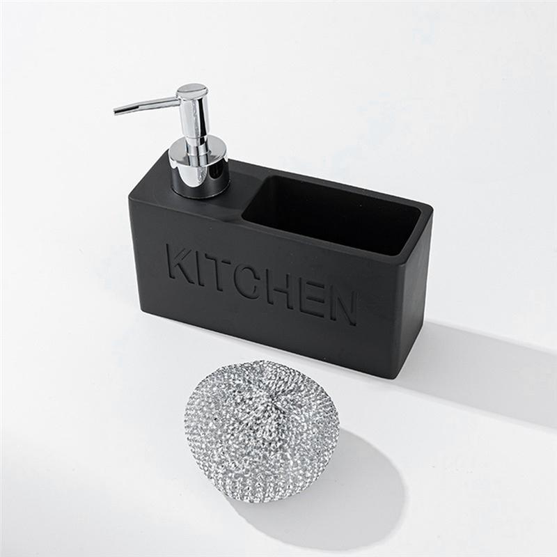A33R-Kitchen Dish Soap Dispenser Storage Box Set Countertop Liquid Hand Refillable Bottle With Cleaning Sponge Holder, Durable