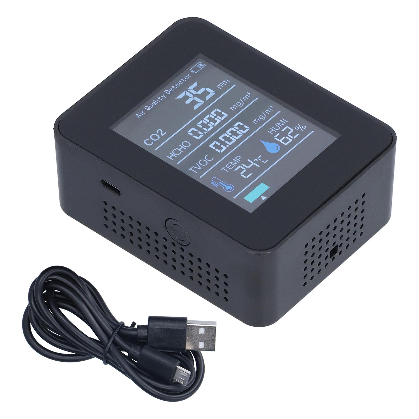 

Монитор качества воздуха в реальном времени Умный цветной дисплей Четкая система оповещения Портативный Формальдегид чёрный