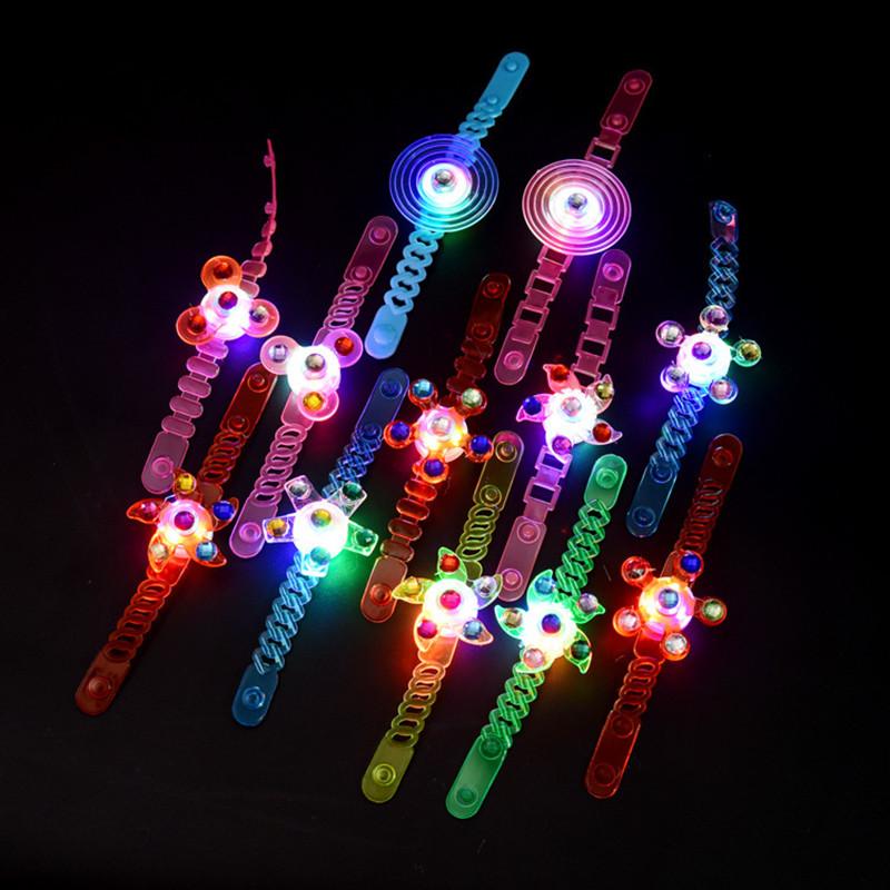 Luminous Wrist Band Manual Rotating Soft Flash Gyro Bracelet LED Cartoon Lights Glow In christmas