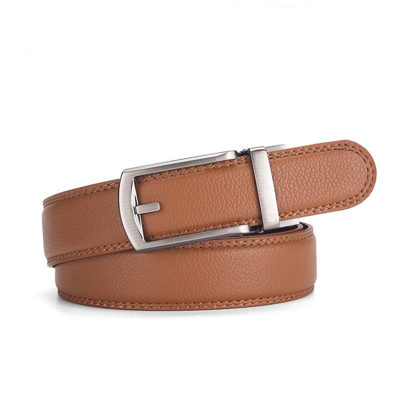 Men's Faux Leather Belt with Automatic Alloy Buckle, Versatile for Suits and Jeans