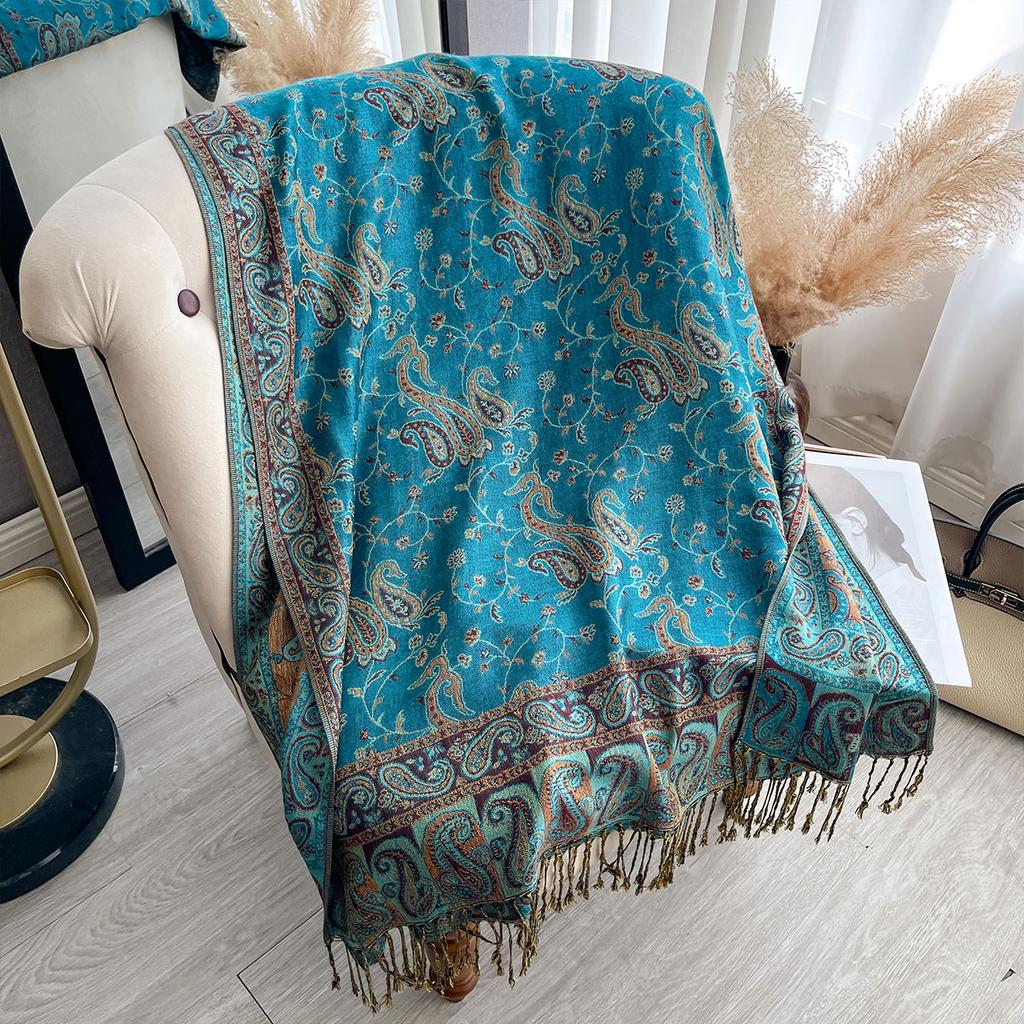 Luxus Winter Paisley Schal Damen Kopftuch Wickeltuch Warme Herbstschals Design Druck Damen Foulard Baumwollstolen Schal