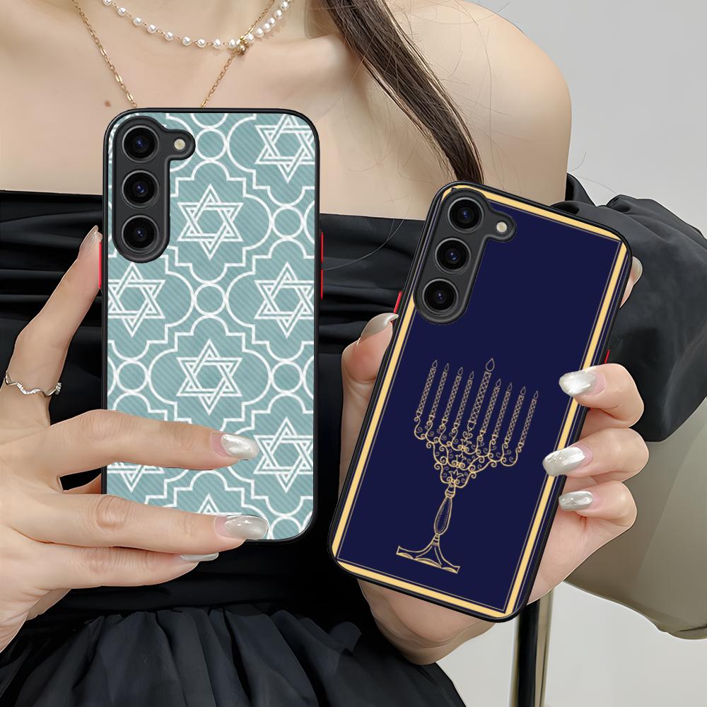 Jewish Hanukkah Mobile Phone Case for Samsung Galaxy S25 S24 S23 S22 S21 Plus FE Ultra Colorful Silicone Cover Cover Smartphone