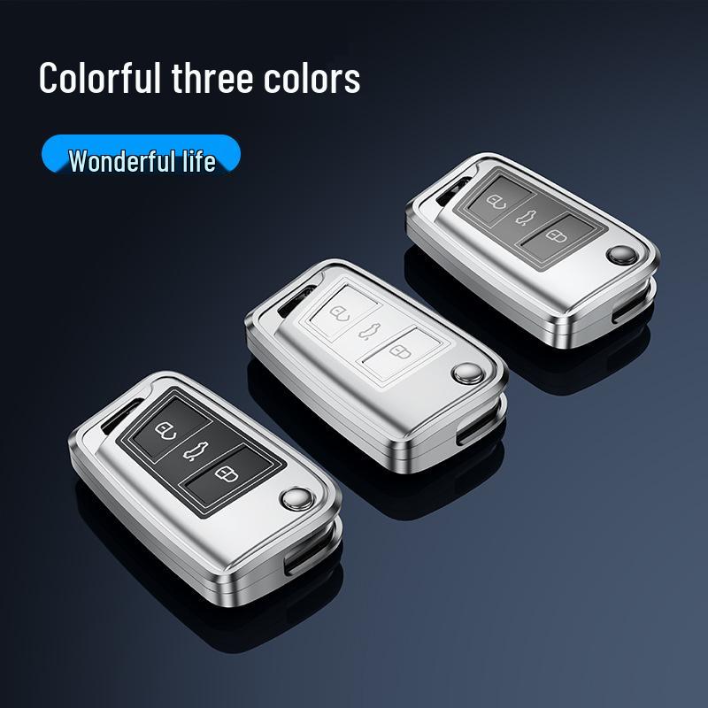Volkswagen Car Key Case for Lavida, Bora, Tiguan, Santana, Sagitar, Polo, Jetta - Aluminum Alloy Cover
