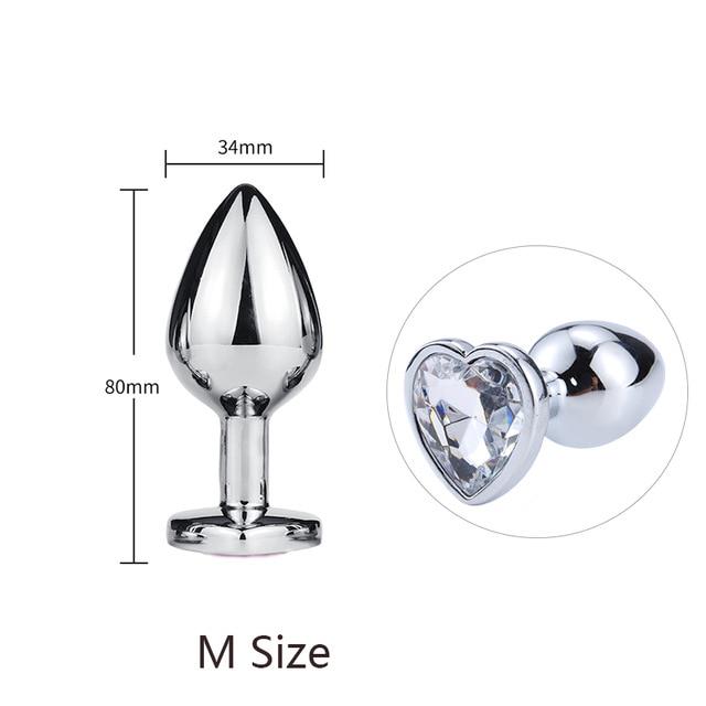 Anal Plug Sex Toys Stainless Smooth Steel Butt Plug Tail Crystal Jewelry Trainer For Women/Man