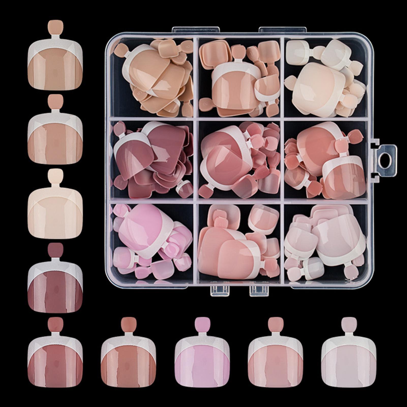 

108Pcs Summer Fake Toenails Nude Color Short Press On Toe Nails White French Tip Full Cover False Nails Extensions DIY Manicure