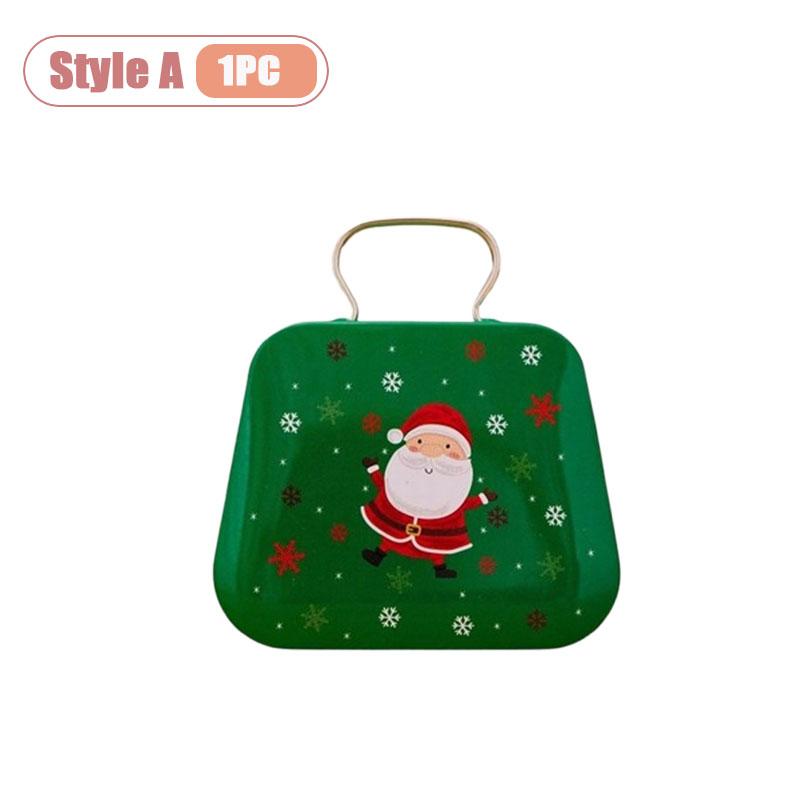Mini Christmas Tin Candy Box Handbag Gift Box for Holiday Party Favors Gift Wrapping and Festive Table Center Decoration