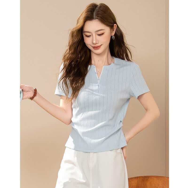 Demana Women's V-Neck Short Sleeve Summer T-Shirt