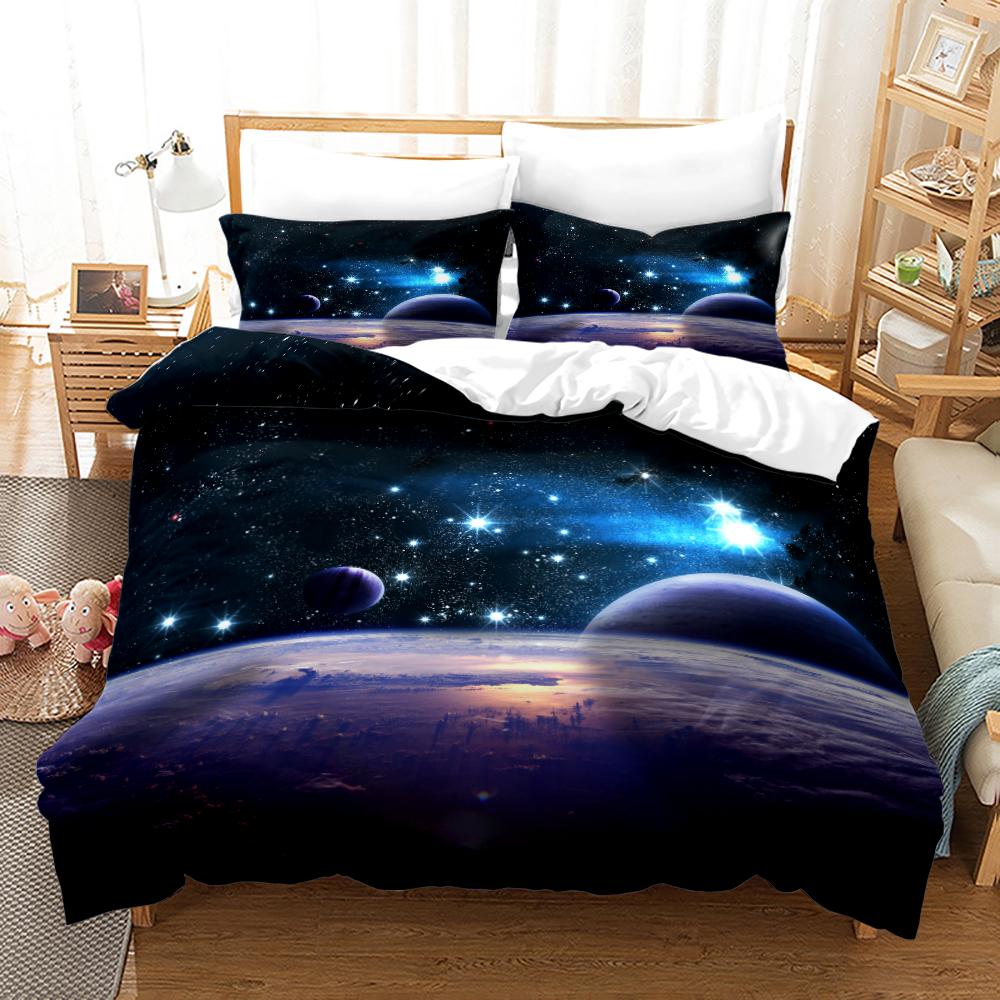 Space Galaxy Bedding Set Bedspread Single Twin Full Queen King Size Sky Milky Way Planet Bed Set Aldult Kid Duvetcover 06