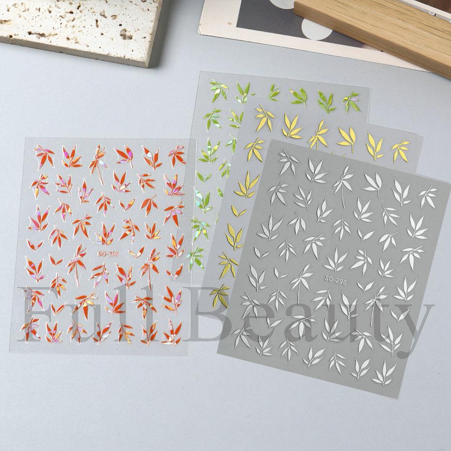 Nail Art Stickers Ins Chinese Style Cool Style Multi-color Bamboo Leaf Adhesive Nail Stickers