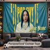 Wall Hanging Tapestry Custom NameBillie Eilish Pattern Personalized Printed Fabric Wall Decor