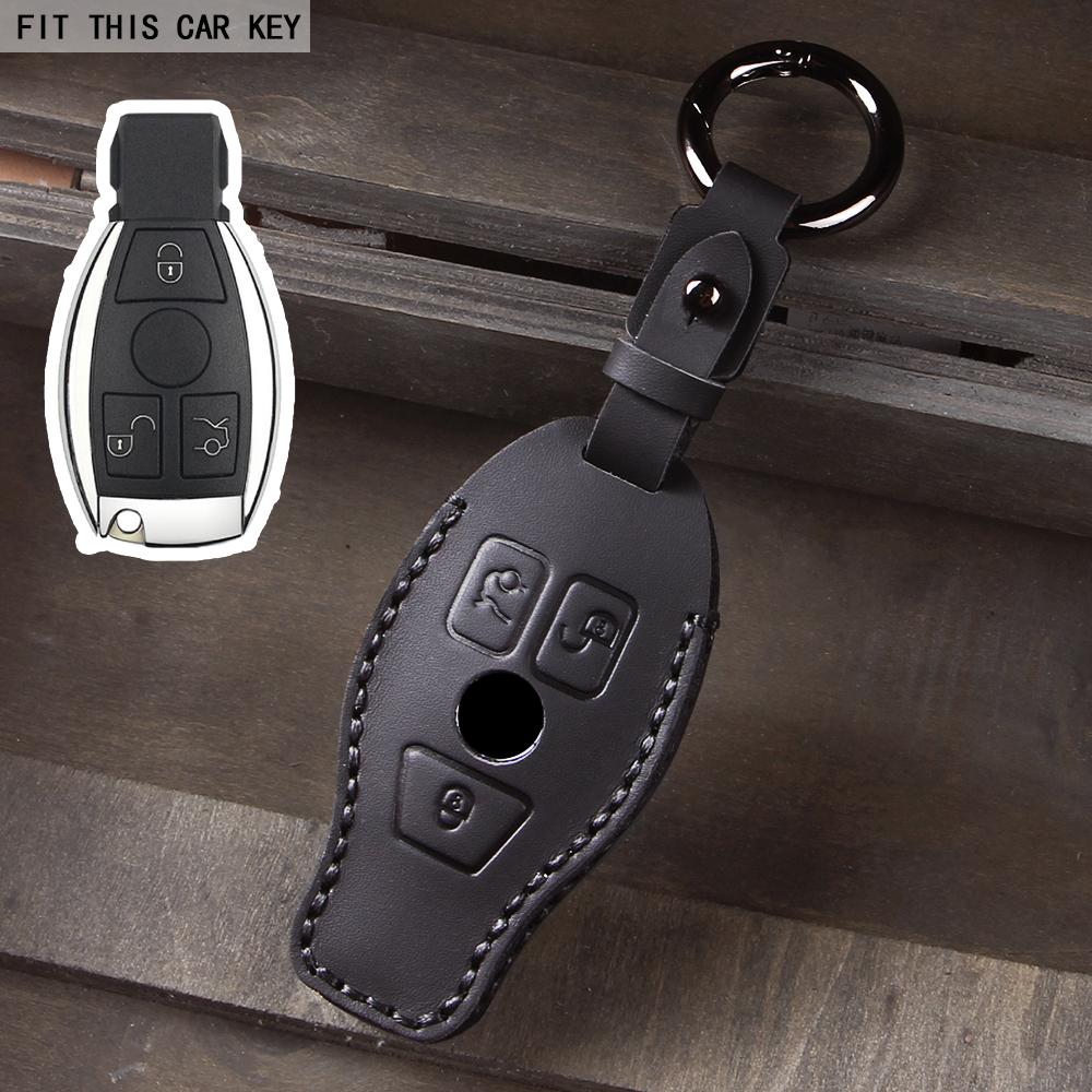 Leather Car Key Fob Case Cover Protector for Mercedes Benz E C G M R S Class W204 W212 W176 GLC CLA GLA AMG Car Accessories