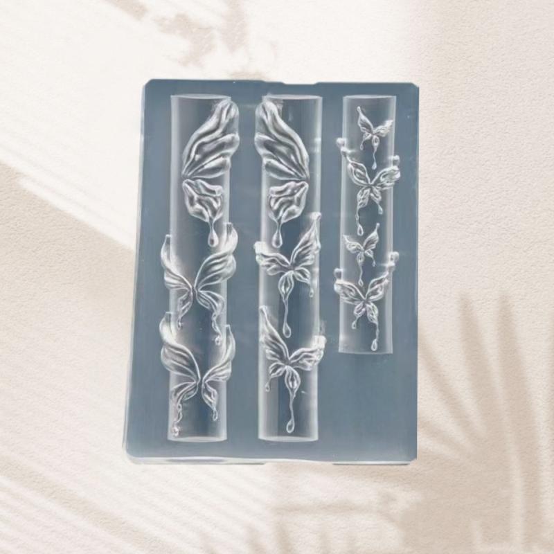 3D Silicone Nail Mold Flower Bow Butterfly Nails Templates Transparent Mold Diy Nail Art Decor Stamping Plates Manicure Tools