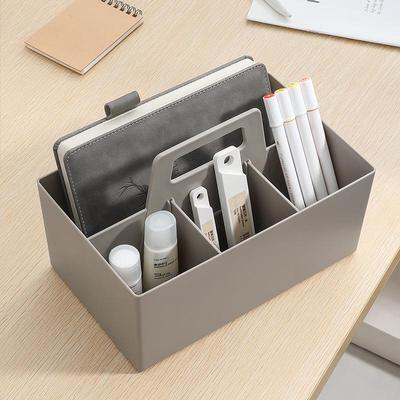 Rechteckiger Desktop-Organizer mit großer Kapazität, vier Fächern und Stapelfunktion