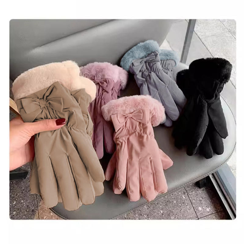Winter Women's Gloves with Down Cotton for Cold Weather Keep Warm Windproof Touchscreen Fashion Soft Female Mittens for Outdoors