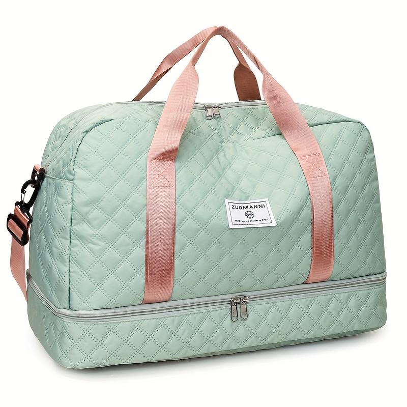 Large Capacity Multifunctial Travel Bag, Spacious Diamd Pattern Sports and Fitness Bag, Portable Weekender Overnight Bag