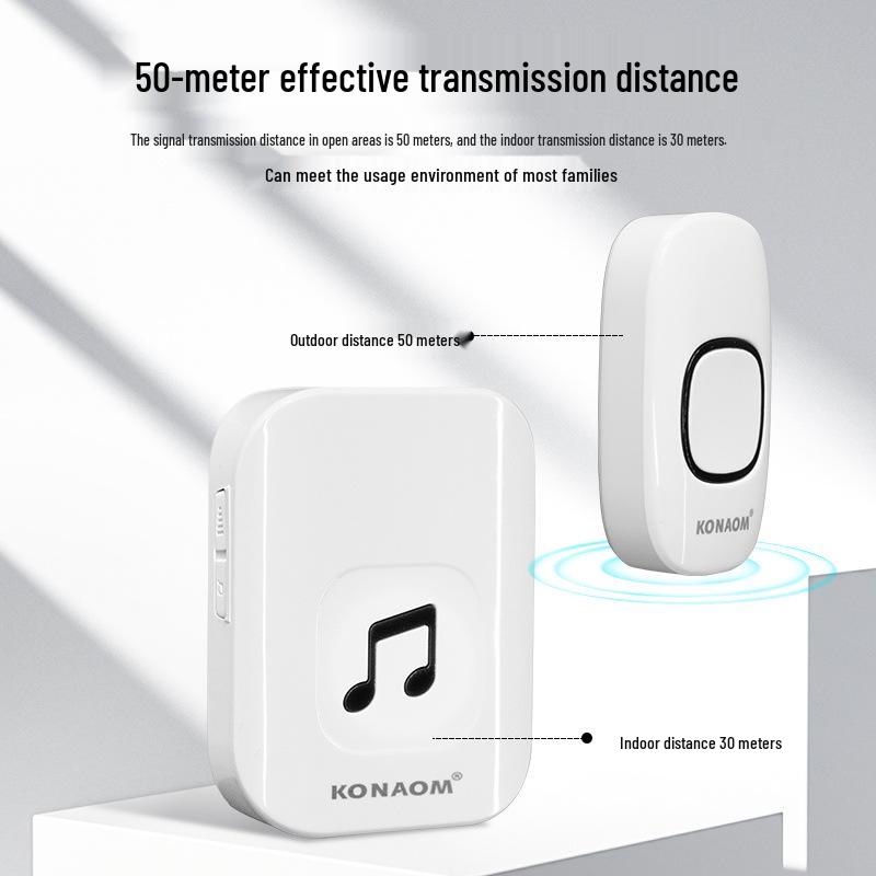 Ultra-Long Range Wireless Doorbell with Remote Control and Plug-Free Operation, Ideal for Home and Elderly Assistance.