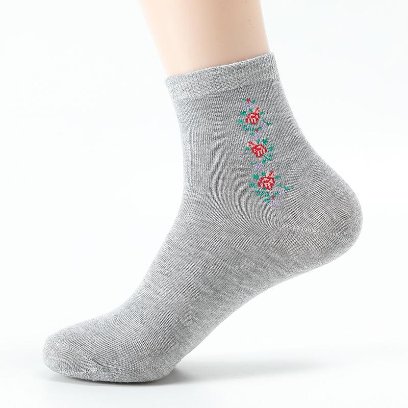 5 Pairs of Female Spring and Autumn Mom Middle Aged Loose Sports Warm and Wide Mouth Sweat Absorption Tube Socks