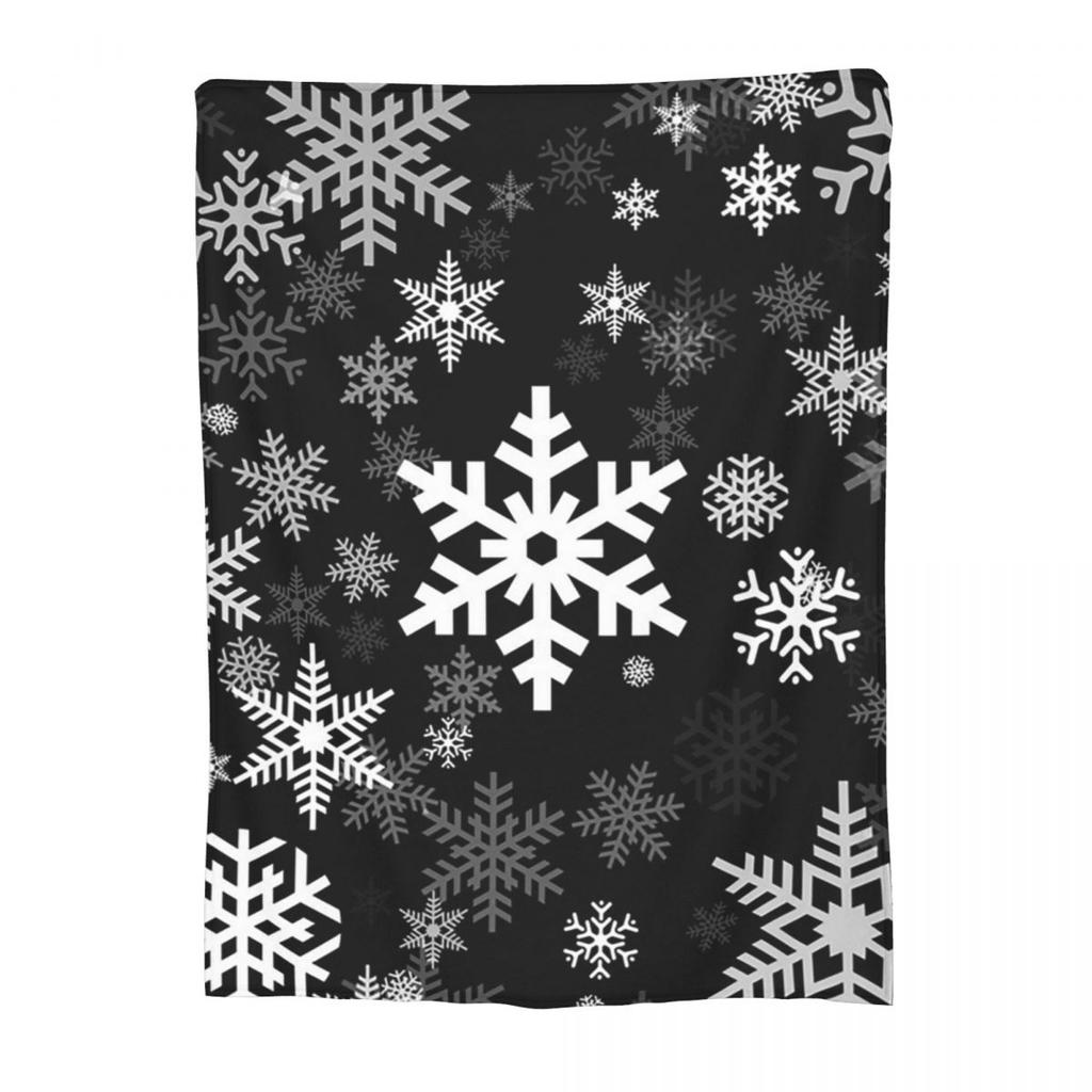 Black And White Snowflake Christmas Blankets Soft Warm Flannel Throw Blanket Plush for Bed Living room Picnic Travel Home Couch