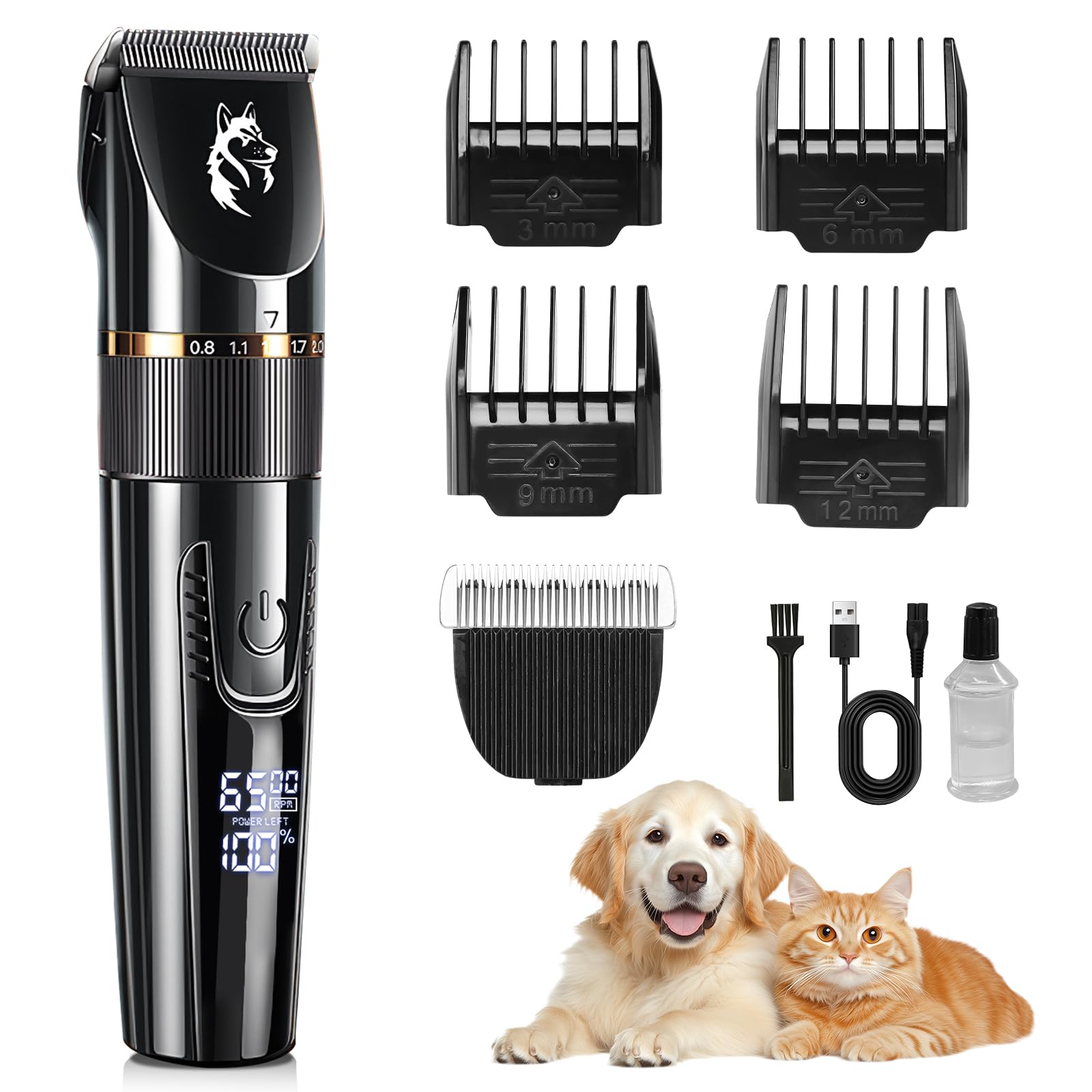 

Супервим Электрические машинки для стрижки домашних животных для кошек и для груминга и целые тихие и подходящие для 5 регулируемых 2 4 USB LED Популярные для мелких животных собак, чёрный