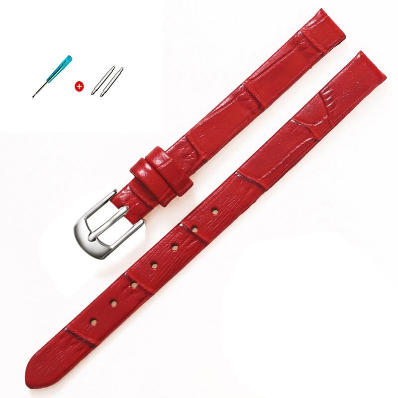 Qualität Uhrenzubehör Gürtel Damen Mädchen Vintage Uhrenarmbänder Echtes Leder Armband Uhrenarmband 8mm 10mm Roségold Dornschließe