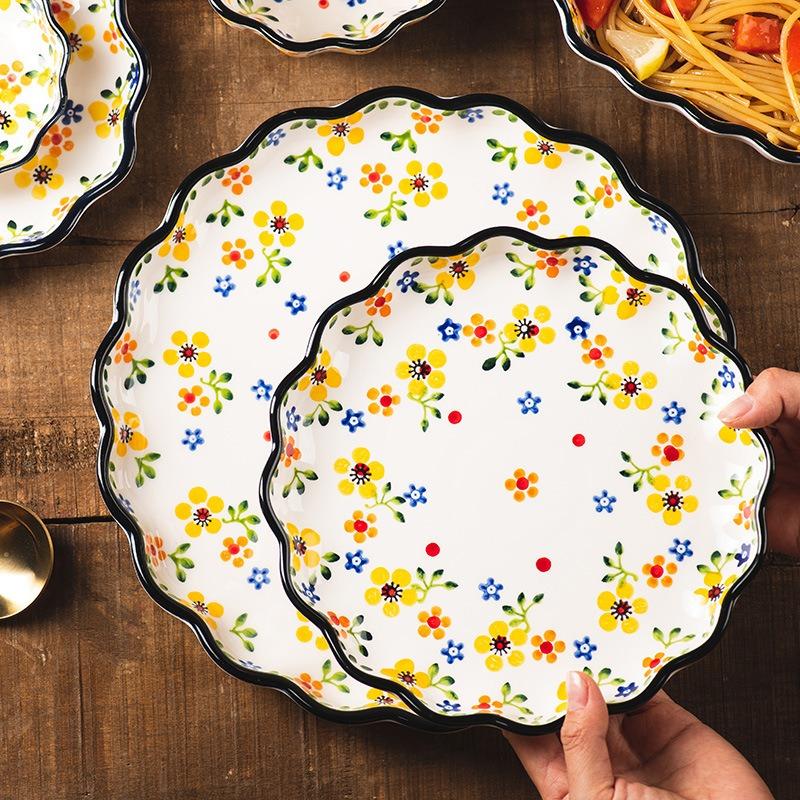 Dishes and Dishes Set Household Ceramic Tableware Creative Plates Vegetable Plates Rice Bowls Binaural Plates Soup Bowls Noodle Bowls