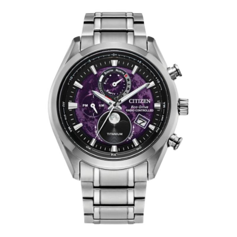 

CITIZEN Eco-Drive series, 100 meters waterproof, optical Quartz, titanium strap, , 43mm, same style for men and women, purple dial BY1010-81Z синій