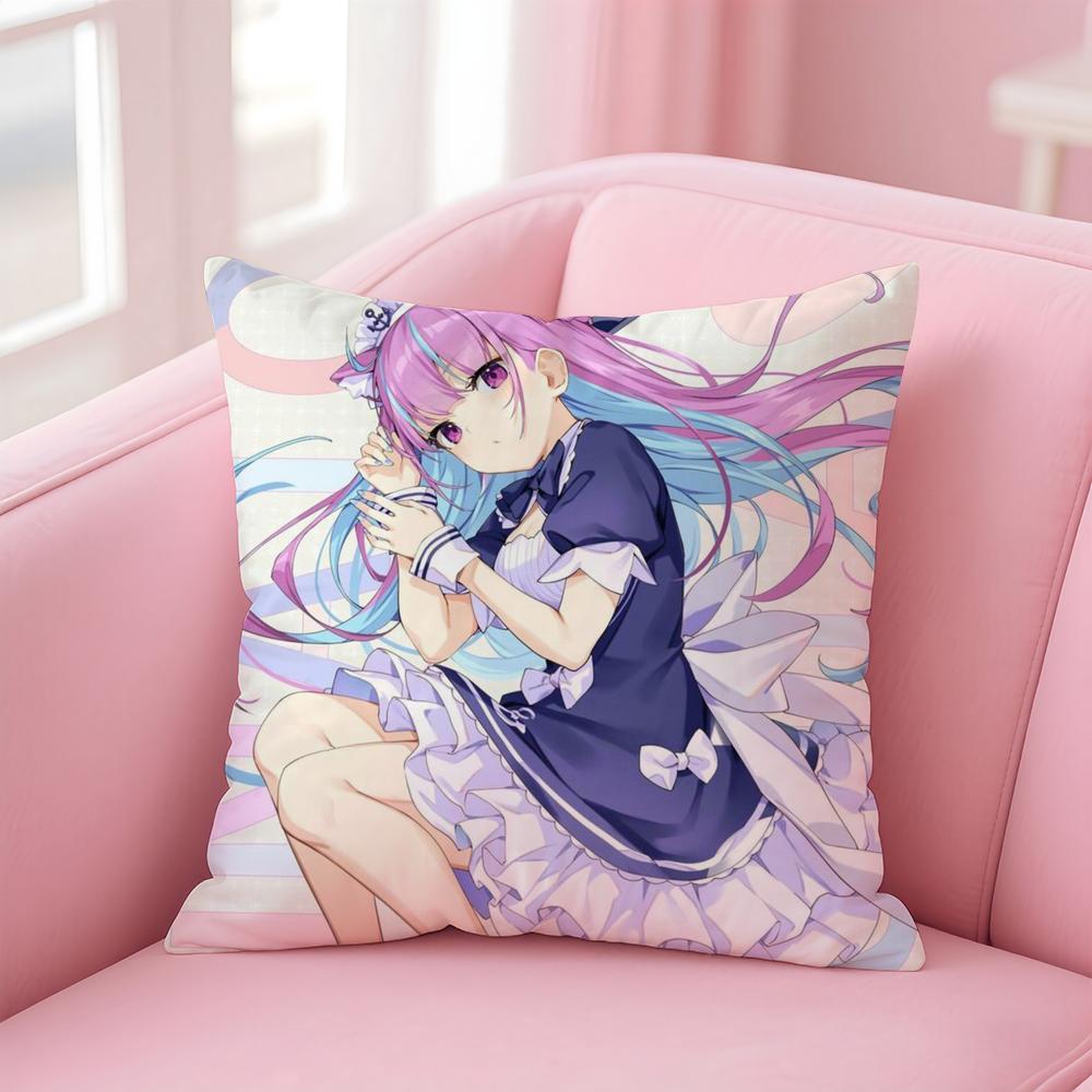 H-Hololive M-Minato Aqua Cushion Cover Comfortable Reversible Pillow Cover Ideal for Car Sofa Bedroom & Beyond