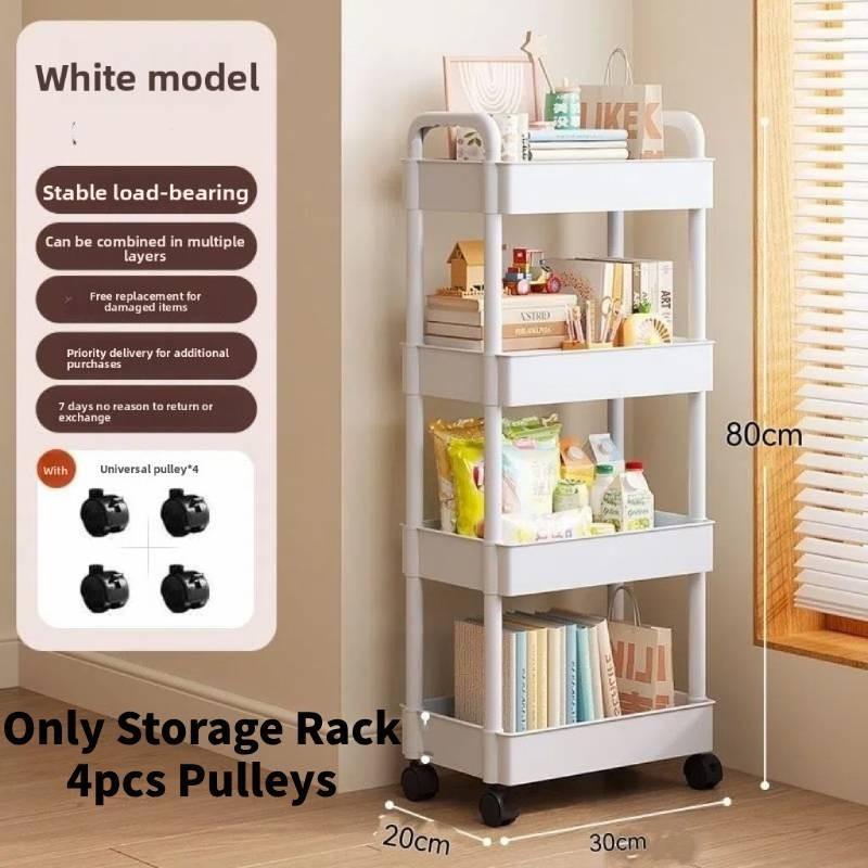 Mały wózek do przechowywania z składanymi, obrotowymi, mobilnymi półkami do organizacji kuchni i sypialni