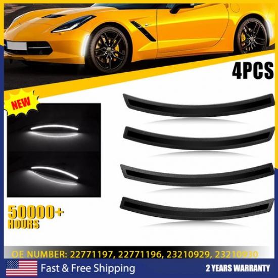 4X Smoked LED Side Marker White Light 2014- Signal For C7 Corvette 22771196