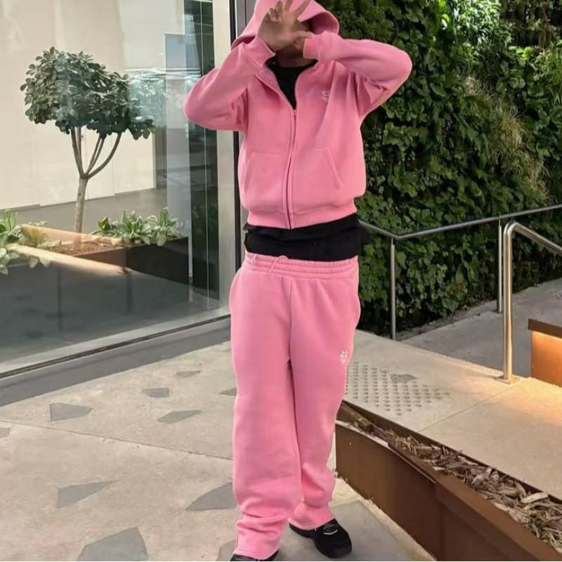 European & American Embroidered Hip Hop Zipper Sweatpants - Men's and Women's Casual Long Pants