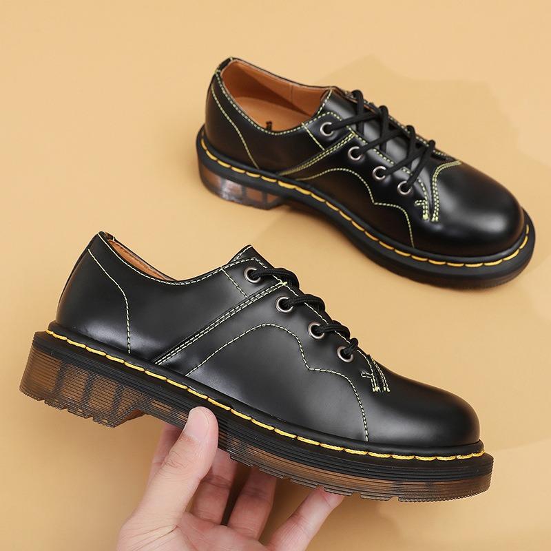 Martin Shoe Hole Low-top Leather Shoes Hurch Hoe Men's and Women's Summer Retro Glossy Leather Shoes