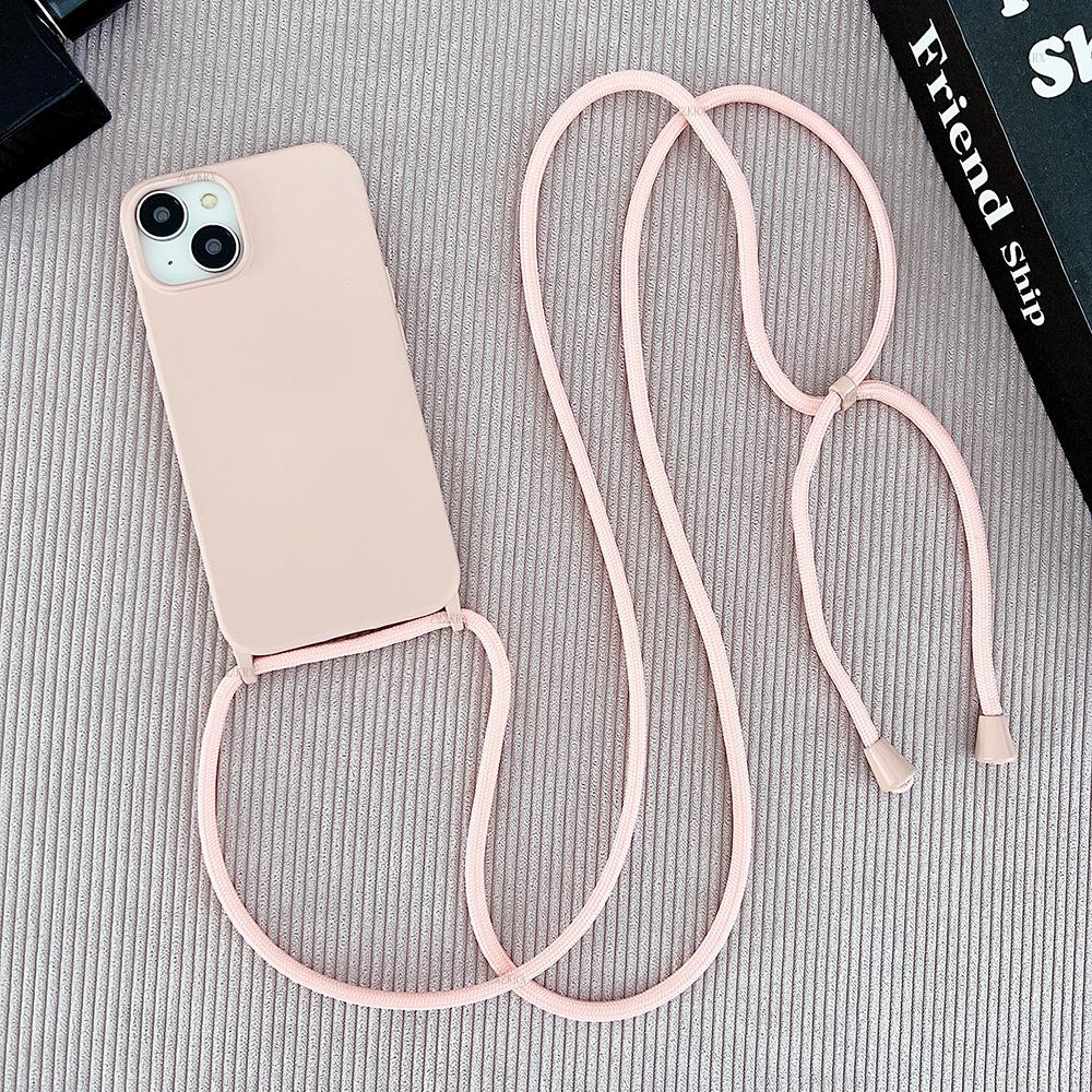 Crossbody Lanyard Cord Liquid Silicone Case For iPhone 16 Plus 11 12 Mini 17 15 14 13 Pro Max 17 Air Necklace Strap Soft Cover