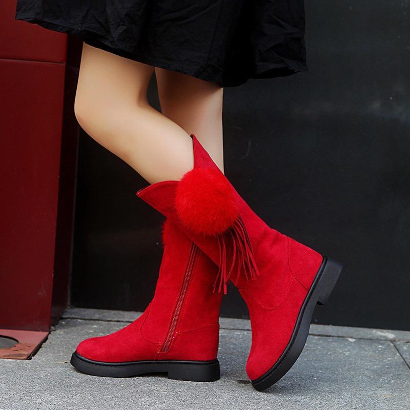Toddler Infant Kids Baby Princess Velvet  Knot Shoes Fashion Leather Boots Shoes