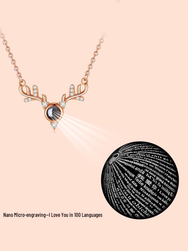 Reindeer Antler Projection Pendant Necklace for Women - Valentine s Day Gift for Girlfriend.