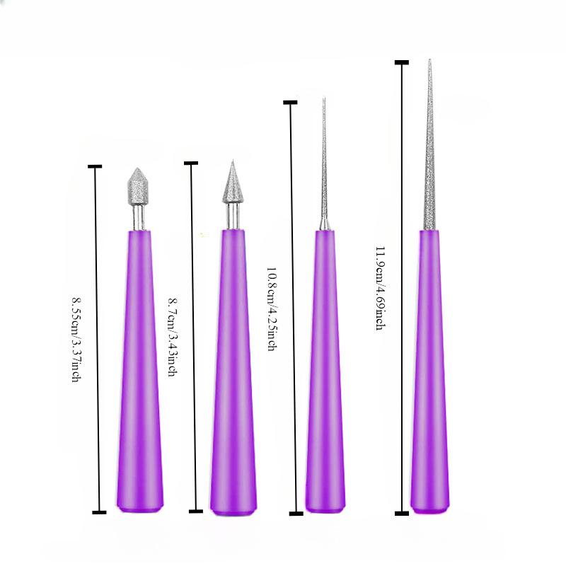 4 szt. Fioletowy Diament Perłowy Szklany Koralik Rozwiertak Burr Koraliki Otwór Powiększalnik Narzędzie Do Obróbki Drewna Zestaw Narzędzi Ręcznych