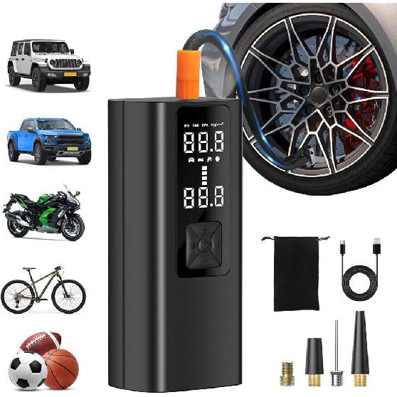 Tire Inflator Portable Air Compressor, Portable Tire Inflator for Car, Tire Inflator with LED Light & Digital Pressure Gauge for Trucks, SUVs, Bike &