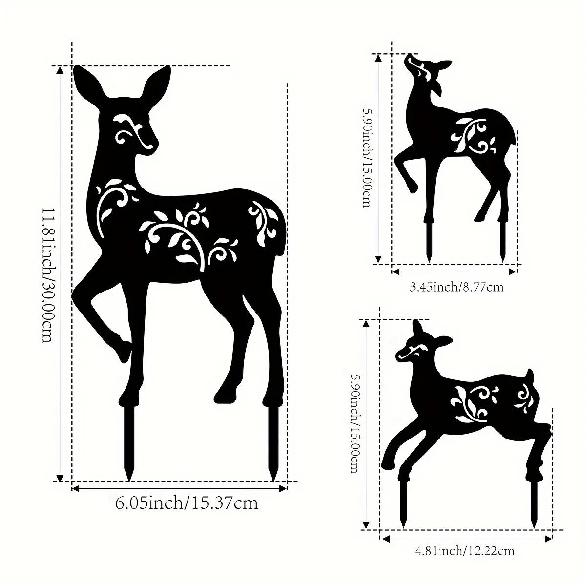 

3 шт. Декоративный металлический кол для оленей для уличных сцен и домашнего декора чёрный