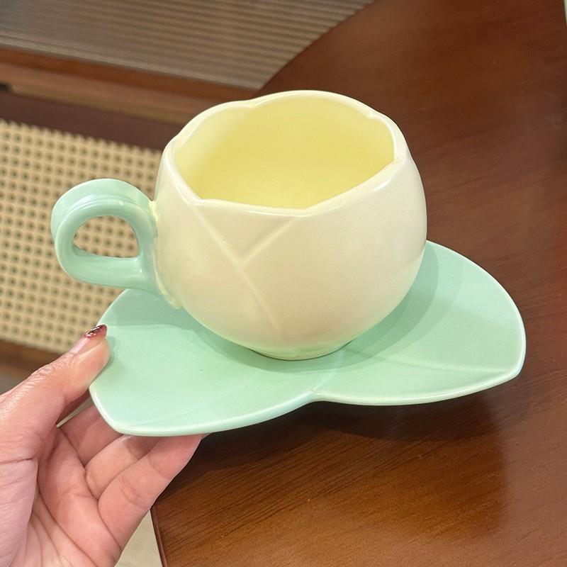 Wind High Value Ceramic Tulip Flower Pot Afternoon Tea Tea Set Cup Saucer Set Internet Celebrity Water Set
