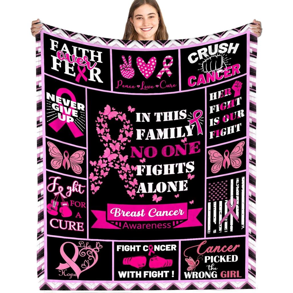 Breast Cancer Blanket for Women Breast Cancer Survivor Gifts Inspirational Gifts for Woman Blanket Get Well Soon Gift 50X60 In
