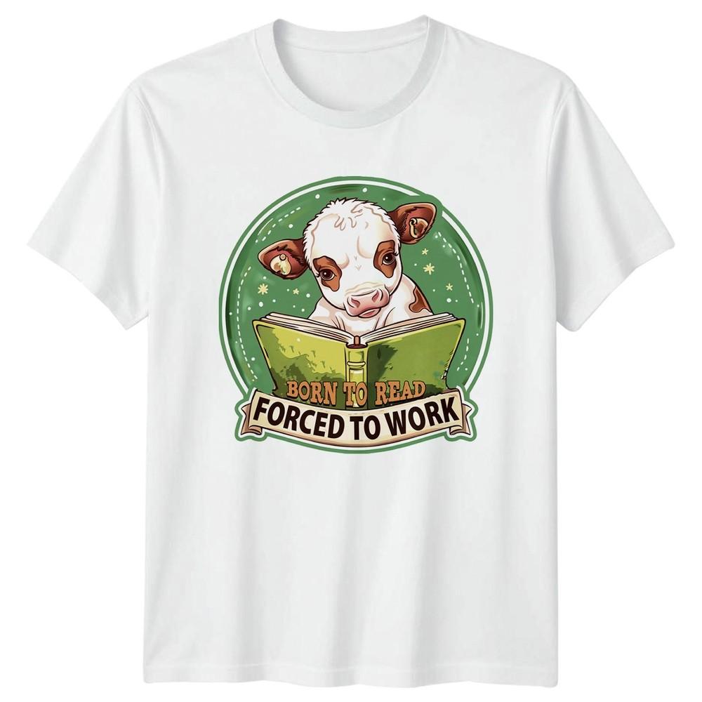 Born To Read Forced To Work TShirt Reading Farm Animal Birthday Gift S