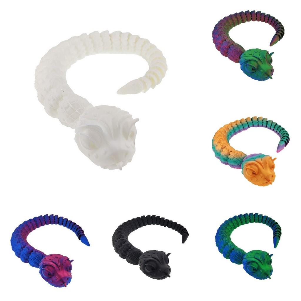 Printed 3d Big Eyes Snake Toy Gradient Color Animal Figurine Interactive Joint