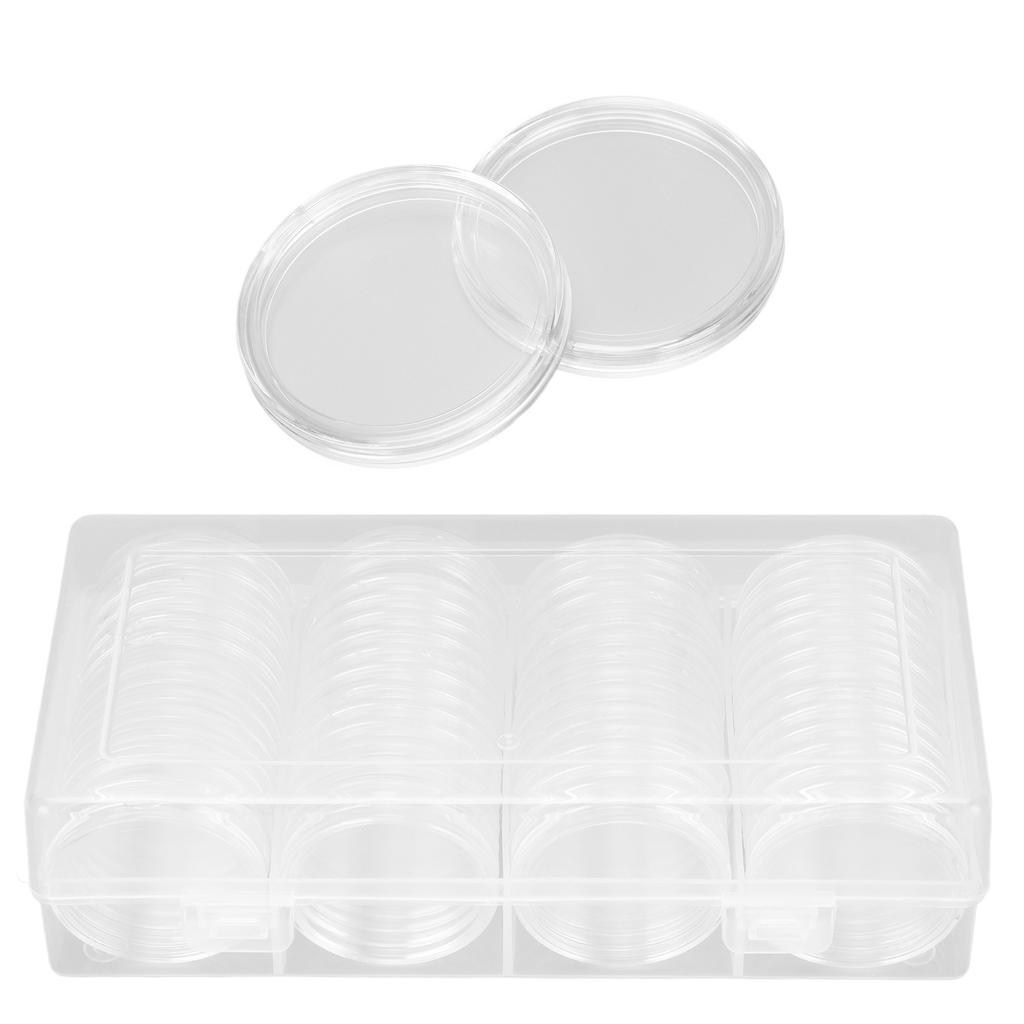 Clear Coin Storage Box 60 Pieces 41mm Coin Capsules Coin Collection Container Box for Coin Collector
