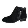 Thick Soled Chunky Heeled Women's Round Toe Shoes Fashionable And Casual Suede Low Top Ankle Wide Boots for Women Plus Size